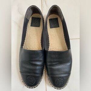 Tory Burch Black Leather Slip-On Shoes